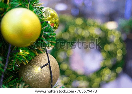 beautiful Blurred Christmas  tree and festive bokeh lighting, blurred holiday background