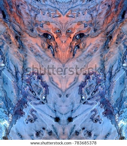 the witch and the sorcerer, Tribute to Dalí, abstract symmetrical vertical photograph of the deserts of Africa from the air, aerial view, abstract expressionism, mirror effect, symmetry, kaleidoscopic