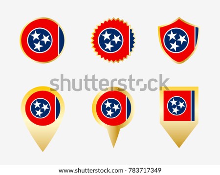 Vector flag set of Tennessee, US state 