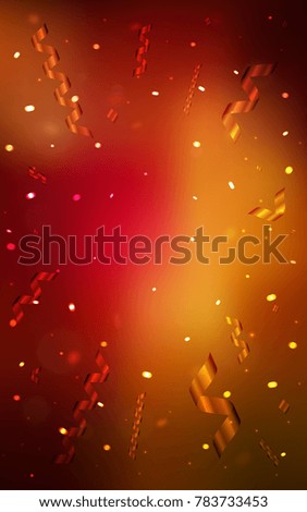 Dark Red, Yellow vertical layout with festival confetti. Beautiful colored illustration with ribbon in celebration style. Beautiful design for your business advert of anniversary.