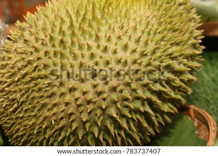 Fresh Cut Durian, a close-up view of Durian