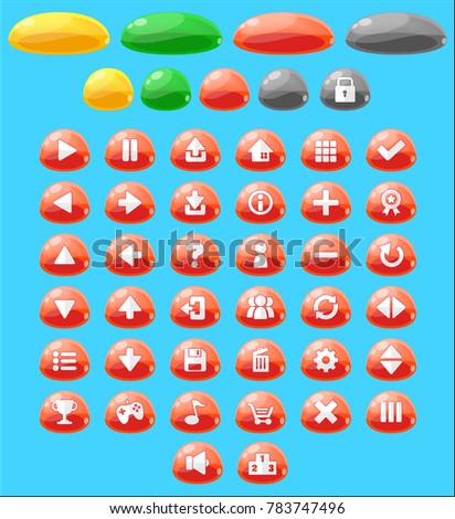 Jelly themed game buttons for creating casual & puzzle games