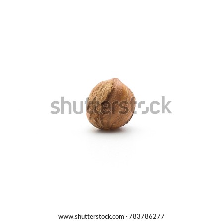 One shelled hazelnut brown isolated on white background
 Royalty-Free Stock Photo #783786277