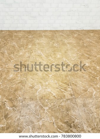 Marble tiles floor with brick wall background, Marble tile, light brown of marble tiles