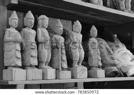 Wooden craft Buddhist statue in Myanmar