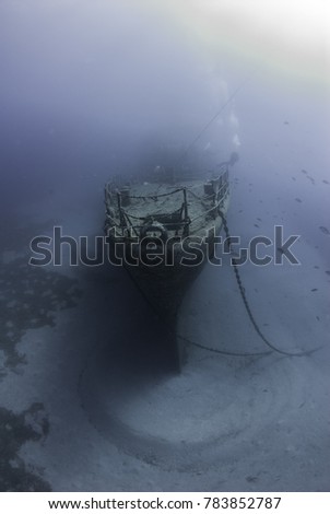 Shipwreck diving underwater