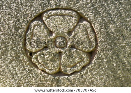 Holy Rose carved into stone surface