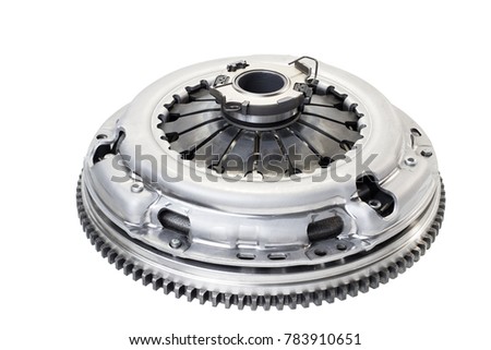 the composition of the elements of car repair kit clutch manual gearbox isolated, on a white background