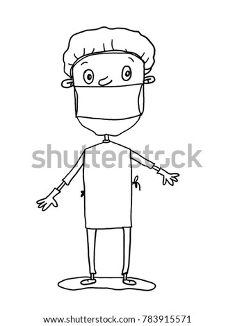 cute  male doctor illustration cartoon drawing and white background