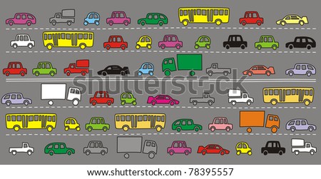 many cars on the wide urban road