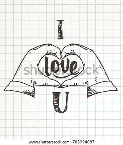 hand drawn Love or heart sign with hand illustration