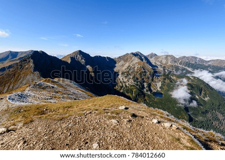 slovakian carpathian mountains in autumn. nice day for hiking. view from above the clouds