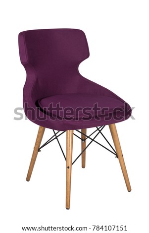 Chair isolated. Modern chair, purple. Wooden furniture.