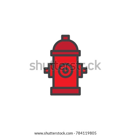 Fire hydrant filled outline icon, line vector sign, linear colorful pictogram isolated on white. Hydrant firefighter extinguish symbol, logo illustration. Pixel perfect vector graphics