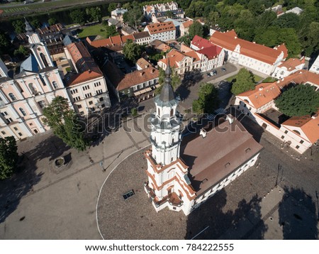 Aerial view of Town hall of Kaunas called White Swan