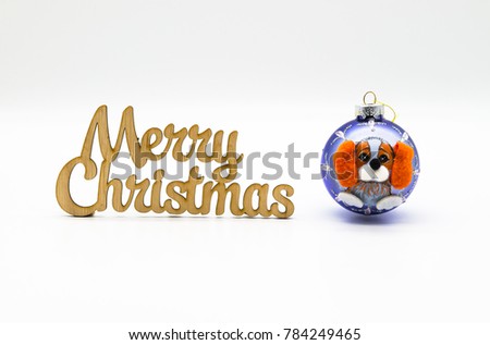 Merry christmass wooden board anh handmade tree ball year of dog