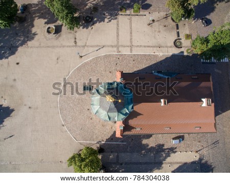 Abstract aerial view of Town hall of Kaunas