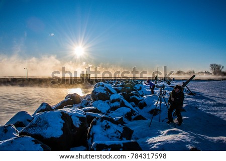 Foggy Winter Sunrise at Lake Superior