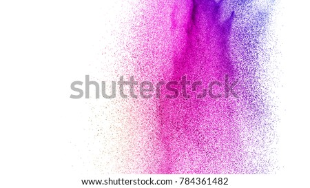 abstract pink dust explosion on  white background. abstract pink powder splattered on white  background, Freeze motion of pink powder exploding. Royalty-Free Stock Photo #784361482