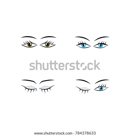 Eyes woman cartoon set. Darling isolated icon. Fashion graphic design flat element. Modern stylish abstract symbol. Colorful template for prints, logo, label,tattoo, sign. Vector illustration
