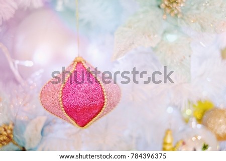 Bright christmas ornaments for decorated on white background, holiday and celebration concept