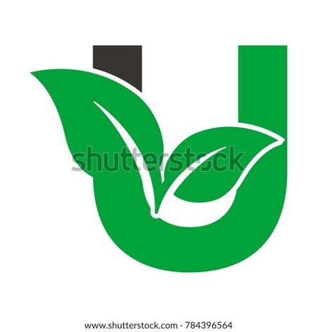 U Alphabet green leaf vector illustration eps 10 eps 8