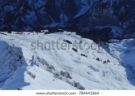 A view from the Schilthorn mountain in the Jungfrau region of Switzerland