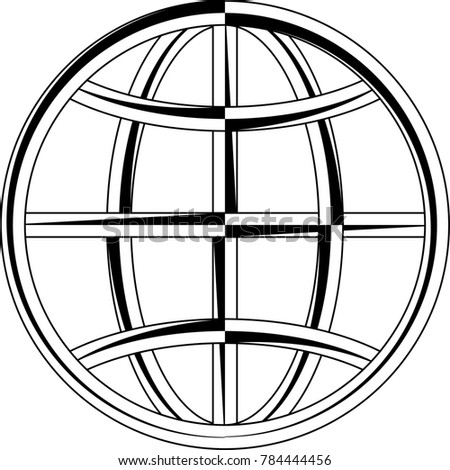 Globe Icon Calligraphic Raster Art Illustration