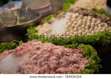 Frozen meat in the bazaar