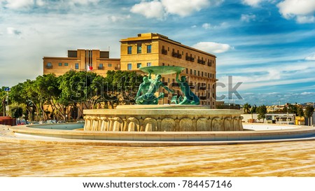 Valletta, Malta: Triton Fountain, a symbol of the city