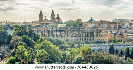 Valletta, Malta: aerial view from city walls in the morning