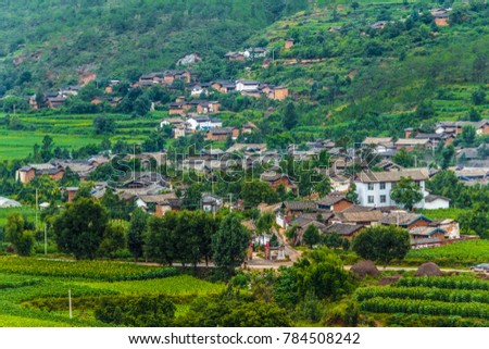 Lijiang City, rural valley natural landscape