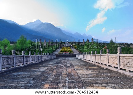 Dongba Kingdom Building Landscape in Lijiang City, Yunnan Province