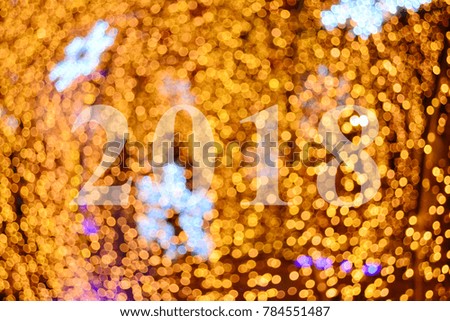 Happy New Year 2018 on gold bokeh background or White text Happy New Year 2018