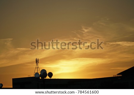 Sunset buildings and tower