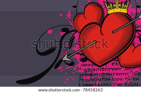 heraldic heart background in vector format