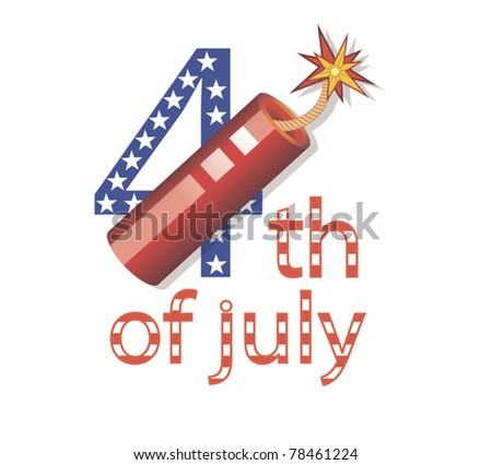 Happy 4th July Graphic on White Background