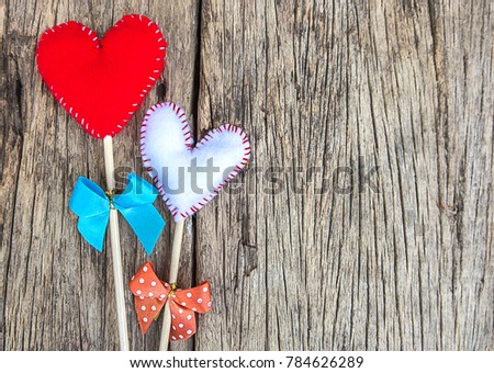 Heart of love concept on old wooden background,Top view of heart with place for text, selective focus.Valentine's day.