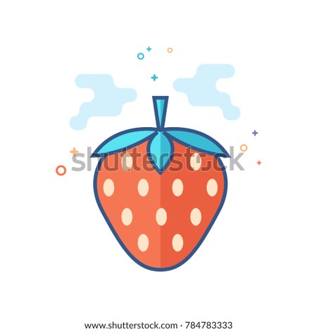 Strawberry chocolate icon in outlined flat color style. Vector illustration.