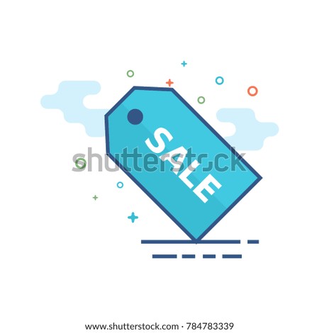 Sale tag icon in outlined flat color style. Vector illustration.