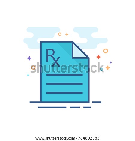 Medical prescription icon in outlined flat color style. Vector illustration.