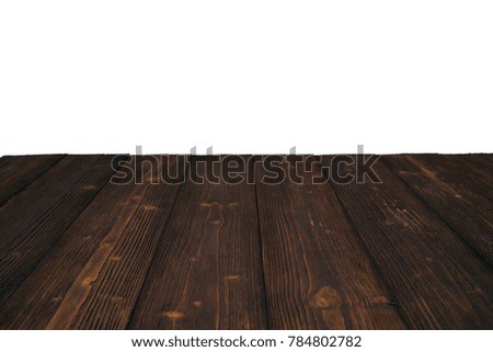 Brown wood texture with natural striped pattern for background in perspective view, decoration display backdrop. isolated on white with clipping path.