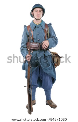 a french soldier 1914 1918 isolated on a white background