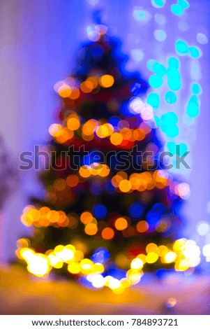 Christmas tree. Blurred picture.