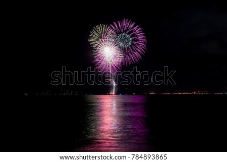 New year eve firework at Waikiki beach, Honolulu Hawaii