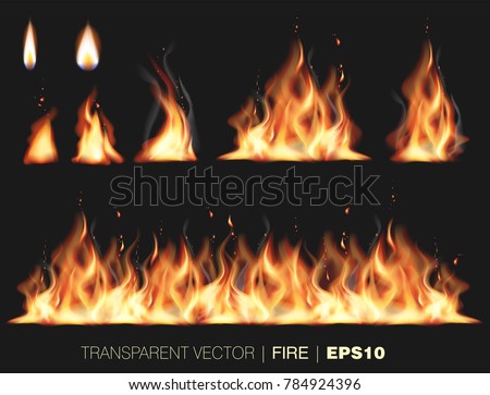Collection of realistic fire flames Royalty-Free Stock Photo #784924396