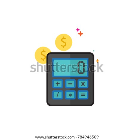 Calculator icon in outlined flat color style. Vector illustration.
