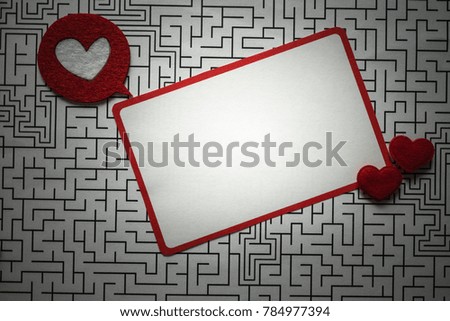 Greeting card with a red hearts and space for text on a wooden background using as love, happy valentine day concept.