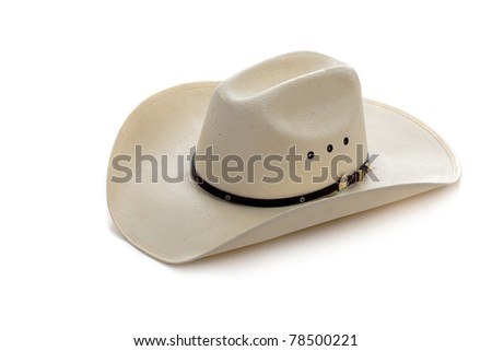 A white cowboy hat on a white background
