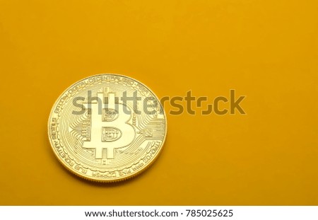Bitcoin. Crypto currency Gold Bitcoin, BTC, Bit Coin. Macro shot of Bitcoin coins isolated on black background Blockchain technology, bitcoin mining concept.